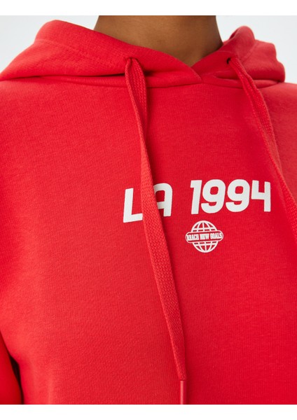 Arkası Baskılı Sweatshirt Kapüşonlu Şardonlu Rahat Kalıp indirimleri