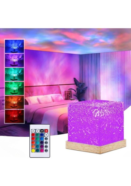 16 Renk Uzaktan Kumandalı Şarj Edilebilir Kuzey Işıkları Rgb LED Gece Lambası (Yurt Dışından) modelleri