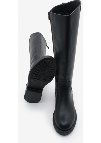Kadın Yandan Fermuarlı Günlük Çizme Sirante Siyah