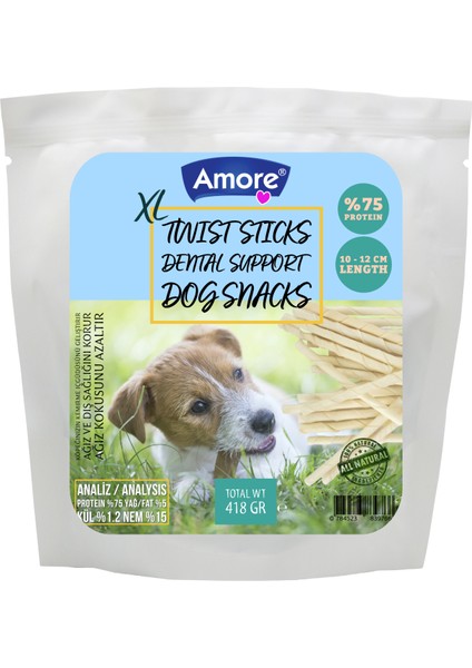 Twist Dog Sticks Xl 418 gr Kalın Köpek Burgu Çiğneme Burgu Ödül Çubuğu, 3 Adet 3lü Beef Stick