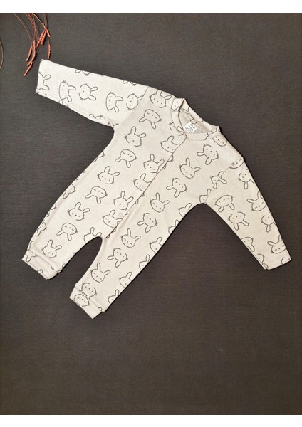 %100 Pamuk Tavşanlı Ribanalı Renkli Bebek Tulum, Yeni Doğan Hediyelik Pamuklu Renkli Bebek Tulum