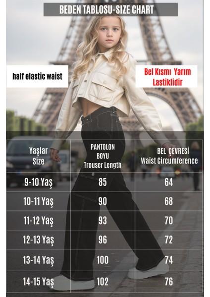 Kız/erkek Çocuk Unisex Beyaz Dikiş Detaylı Kargo Cepli %100 Pamuk Kot Pantolon-PNT-2026 modelleri