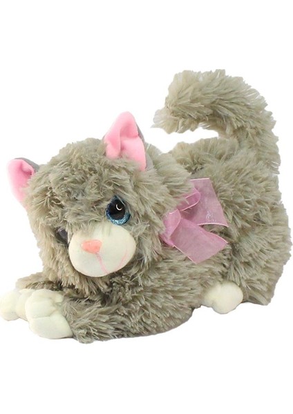 Sevimli Peluş Sesli Yatan Kedi 25 cm