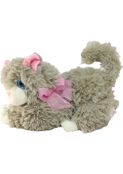 Sevimli Peluş Sesli Yatan Kedi 25 cm