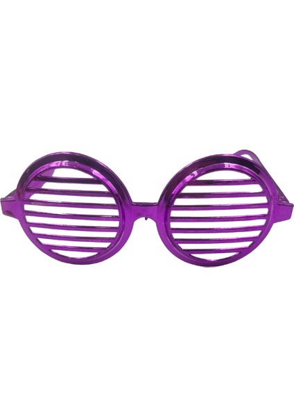 Parti Gözlük Plastik Camsız Panjur Yuvarlak Şekilli Mor 14X6 cm