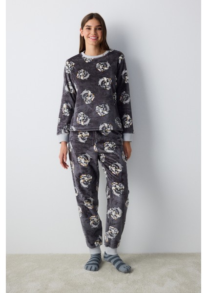 Sleepy Mood Gri Pantolon Pijama Takımı