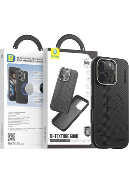 iPhone 16 Pro Max Magsafe Uyumlu Max Bi-Texture Magnetic 600D Armor Aramid Fiber Telefon Kılıfı