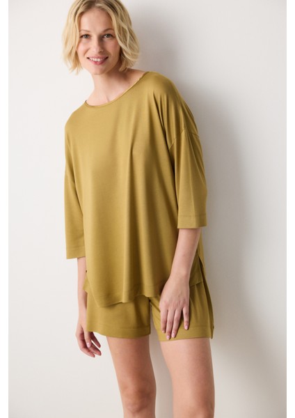 Aging Collagen Sarı Şort Pijama Takımı
