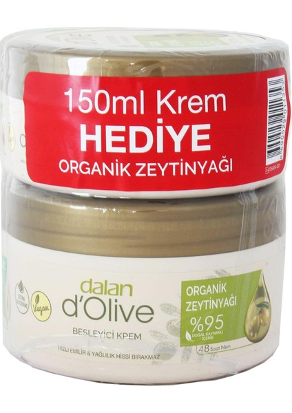 D'olive Besleyici Organik Zeytinyağlı Kremi 250 Ml + 150 Ml Hediye