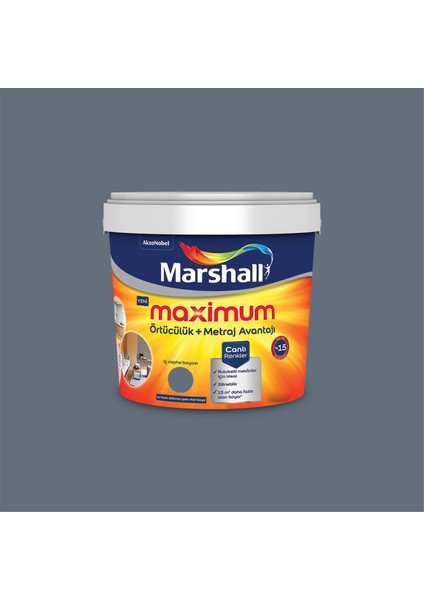 Füme 2,5 Litre Maximum Su Bazlı Silikonlu Ipek Mat Iç Cephe Boyası (MARSHALL.5309486)