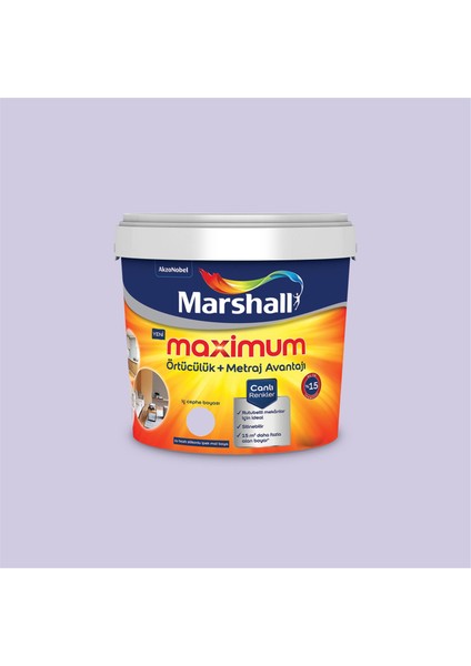Lila 2,5 Litre Maximum Su Bazlı Silikonlu Ipek Mat Iç Cephe Boyası (MARSHALL.5309483)
