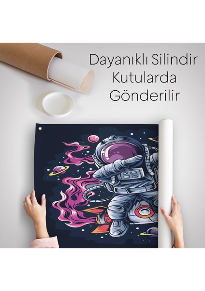 Dans Eden Astronot Kanvas Duvar ÖRTÜSÜ-HALISI-5069