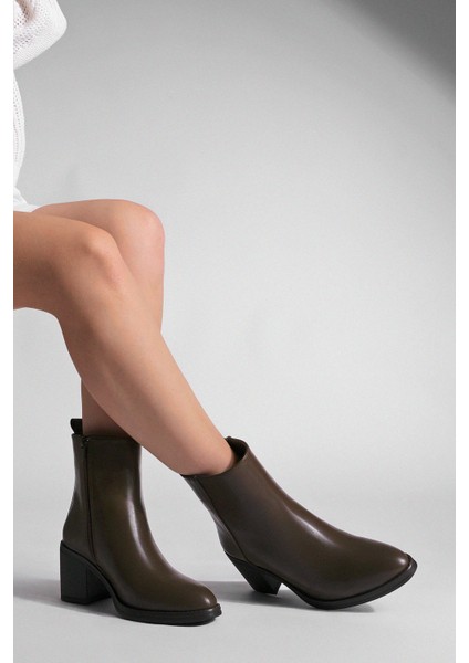 Kadın Topuklu Bot Sivri Burun Fermuarlı Cerin Kahve fiyatları