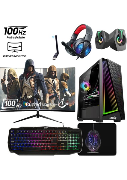Izoly Riot x I7-2600 16GB 512GB M.2 Nvme Rx 550 4gb 24"100HZ Oyuncu Masaüstü Bilgisayarı