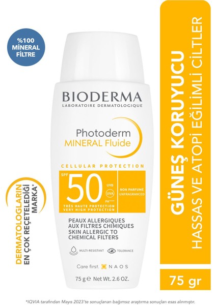 Mıneral Fluıd Spf50+ Skın Protectıve Sunscreen For Very Sensıtıve Skın 75 Gr Gkhair393