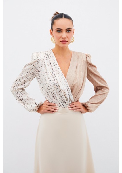 Çift Desenli Kruvaze Bluz - TAŞ modelleri