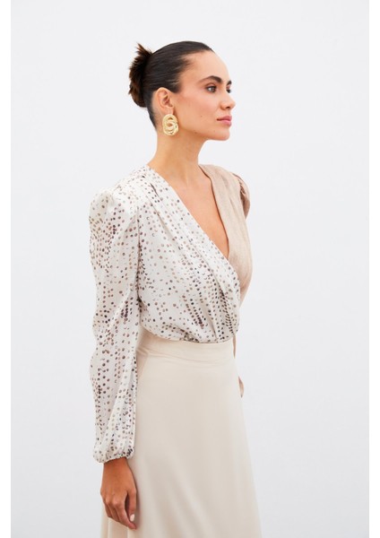 Çift Desenli Kruvaze Bluz - TAŞ fırsatları