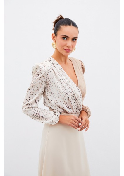 Çift Desenli Kruvaze Bluz - TAŞ indirimleri