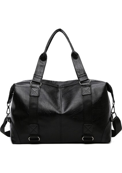 Erkek Pu Seyahat Çantası Büyük Kapasiteli Kısa Mesafe Omuz Crossbody Çanta Su Geçirmez Spor Çantası (Yurt Dışından)