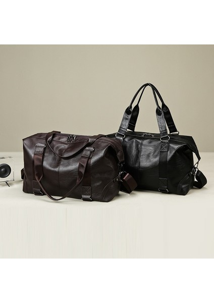 Erkek Pu Seyahat Çantası Büyük Kapasiteli Kısa Mesafe Omuz Crossbody Çanta Su Geçirmez Spor Çantası (Yurt Dışından) fırsatları