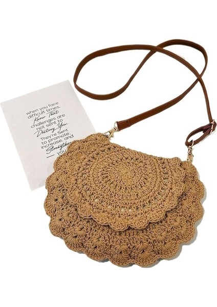 Pamuk Ipi Tığ Işi Çanta Hafif Cep Telefonu Küçük Çanta Crossbody Çanta Fransız Omuz Çantası Dokuma Çanta Kadınlar Için (Yurt Dışından)