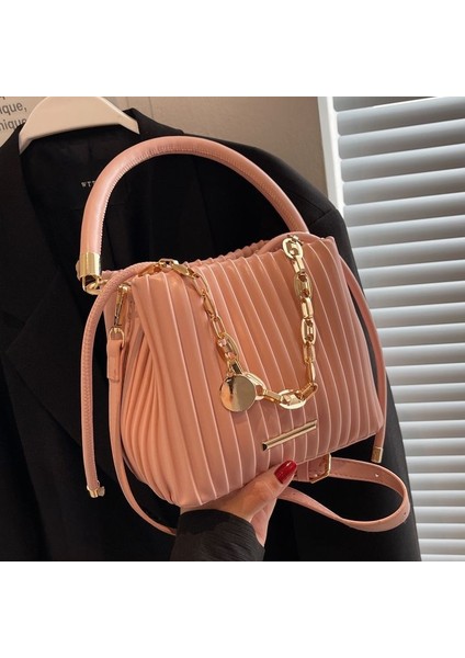 Fransız Omuz Çantası Pilili El Crossbody Kova Çantası (Yurt Dışından) modelleri