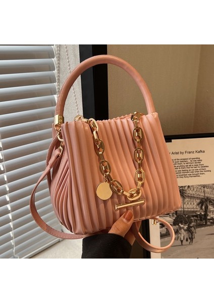 Fransız Omuz Çantası Pilili El Crossbody Kova Çantası (Yurt Dışından) indirimleri