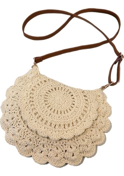 Pamuk Ipi Tığ Işi Çanta Hafif Cep Telefonu Küçük Çanta Crossbody Çanta Fransız Omuz Çantası Dokuma Çanta Kadınlar Için (Yurt Dışından)