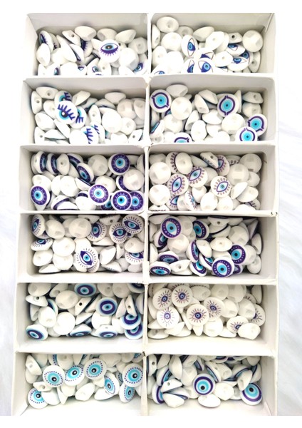 24 Adet 15 Mm Yuvarlak Arkadan Delikli Karışık Desen Nazar Boncuğu Göz Düğme fırsatları