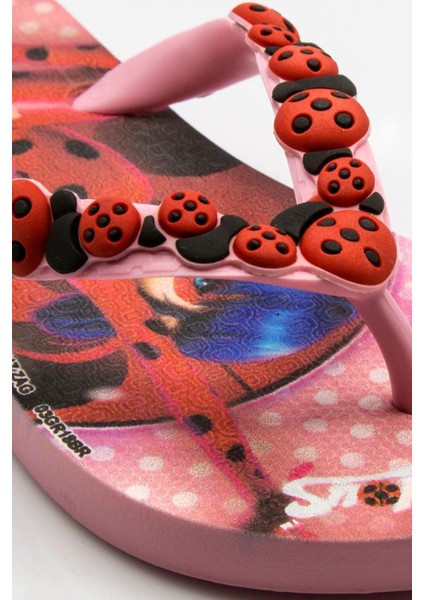 Ladybug Çocuk Parmak Arası Terlik Pembe Kırmızı 30/35 WPP0286