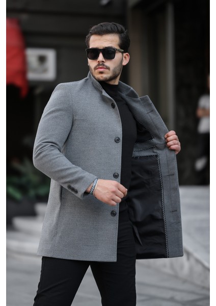 Erkek Gri Yeni Sezon Kaşe Kaban modelleri