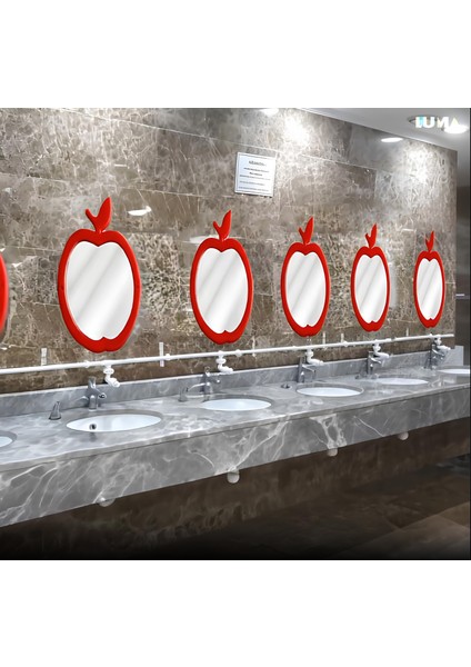 Elma Figürlü Anaokulu- Kreş ve Tüm Okullar Için Lavabo Aynası (Yükseklik:73 Cm- En:62 cm )
