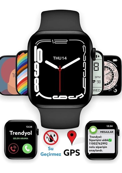 Dt No 1 Watch 7 Akıllı Saat Serisi Tam Ekran Nfc Gps Takip Bt Arama Aranma Mesaj Okuma Siri Kontrol
