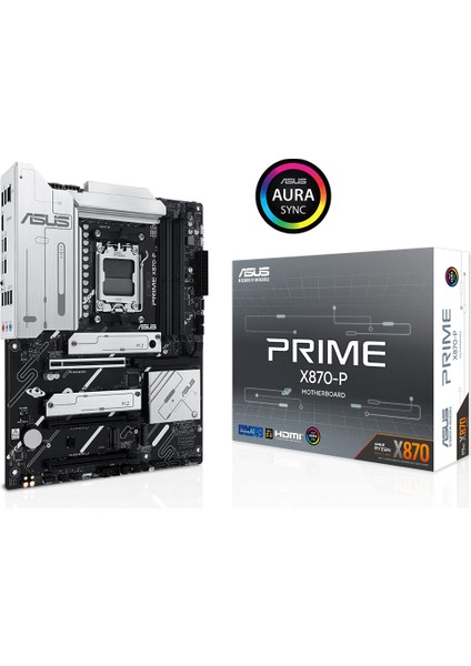 Prıme X870-P Amd X870 Am5 Ddr5 8000 HDMI 2xusb4 4x M2 Usb3.2 Aura Rgb 2.5gbit Lan Atx 14+2+1(80A) Güç Aşaması, Çift Usb4, Pcıe Slot Q-Release