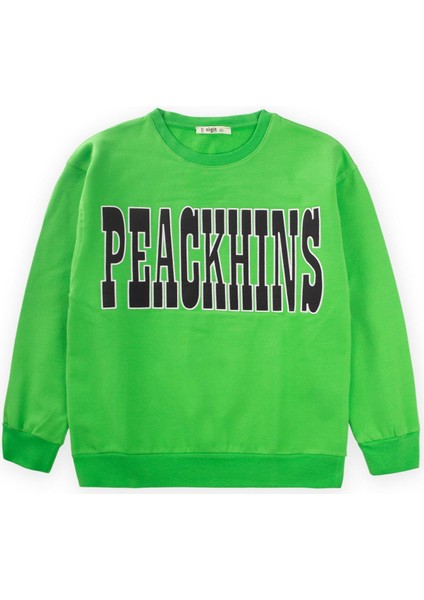 Peackhıns Nakışlı Sweatshirt 9-14 Yaş Yeşil