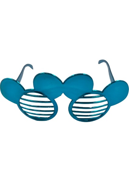 Parti Gözlük Plastik Camsız Panjur Minnie Şekilli Mavi 14X6 cm