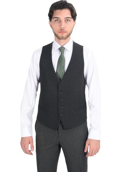 Cengiz Inler Desenli Kırlangıç Yaka Yelekli Erkek Takım Elbise fiyatları