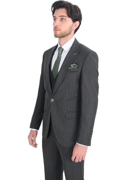 Cengiz Inler Desenli Kırlangıç Yaka Yelekli Erkek Takım Elbise fırsatları