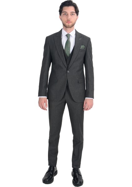 Cengiz Inler Desenli Kırlangıç Yaka Yelekli Erkek Takım Elbise indirimleri