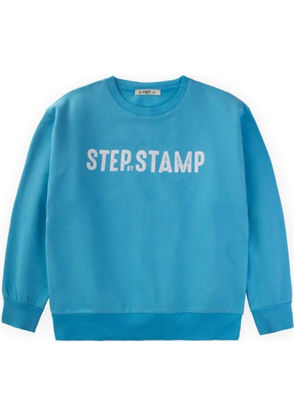 Step By Stamp Baskılı Sweatshirt 9-14 Yaş Mavi