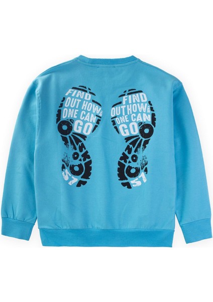 Step By Stamp Baskılı Sweatshirt 9-14 Yaş Mavi