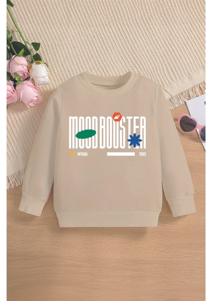 Içi Polarlı Moodbooster 1993 Baskılı Oversize Kapüşonlu Çocuk Sweatshirt 15640