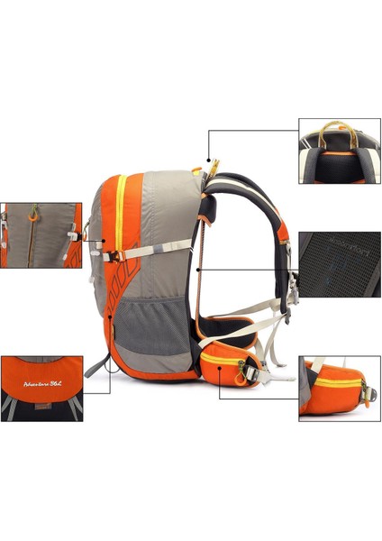 Outdoor Kamp ve Yürüyüş Sırt Çantası (36 Litre Kapasiteli) Turuncu 9860