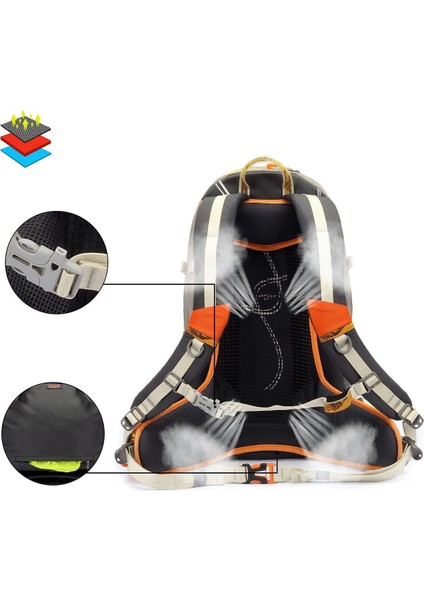 Outdoor Kamp ve Yürüyüş Sırt Çantası (36 Litre Kapasiteli) Turuncu 9860