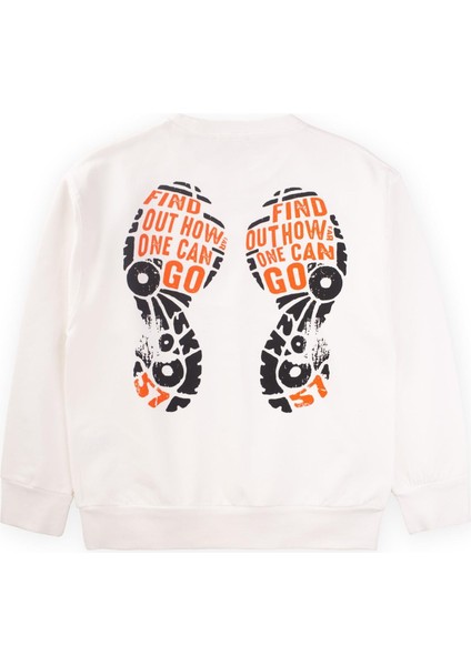 Step By Stamp Baskılı Sweatshirt 9-14 Yaş Kırık Beyaz