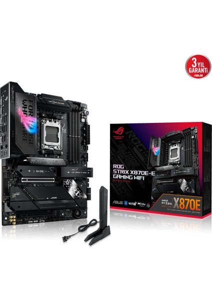 Rog Strıx X870E-E Gamıng Wıfı Amd X870 Am5 Ddr5 8000 HDMI 2xusb4 5x M2 Usb3.2 Wifi 7 + Bt Aura Rgb 5gbit Lan Atx 18+2+2 Güç Aşamaları, Çift Usb4, USB 20G Pd 3.0 ile 30W A Kadar USB Çıkışı