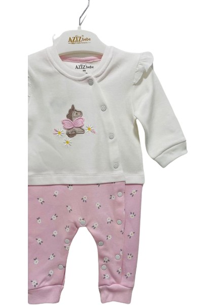 Uğurböceğiçocuk Aziz Bebe Papatya Baskılı Patiksiz Bebek Tulum 6895