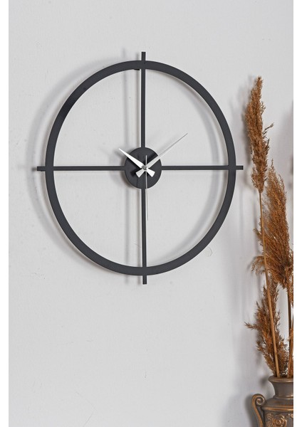 50cm Siyah Metal Duvar Saati, Sessiz Mekanizma, Modern Tasarım