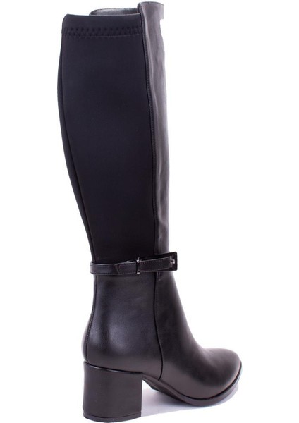 DZA07-928730 Siyah Streçli Klasik Topuklu Kadın Çizme fırsatları