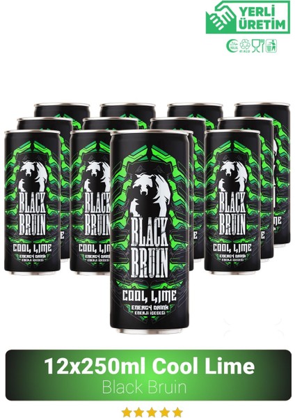 Black Bruin Cool Lime Aromalı Enerji Içeceği 250ml x 12'li